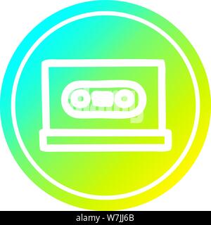cassette tape circular icon with cool gradient finish Stock Vector