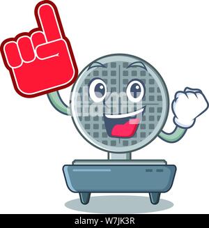 Foam finger waffle iron above the table mascot Stock Vector