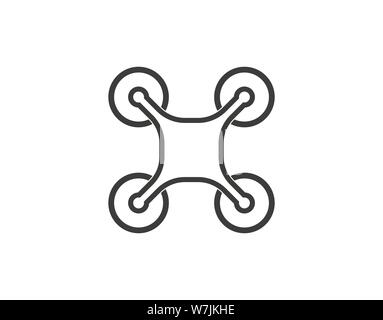 Vector illustration, flat design. Drone quadcopter icon Stock Vector
