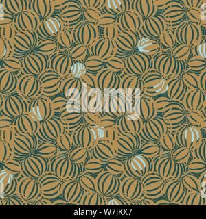 seamless vector abstract pattern with round organic motifs in mustard yellow Stock Vector