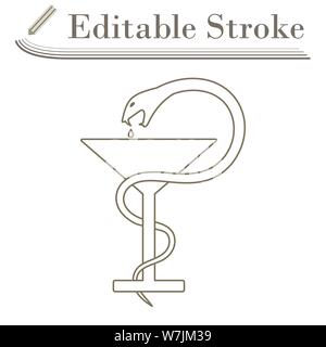 Medicine Sign With Snake And Glass Icon. Editable Stroke Simple Design. Vector Illustration. Stock Vector