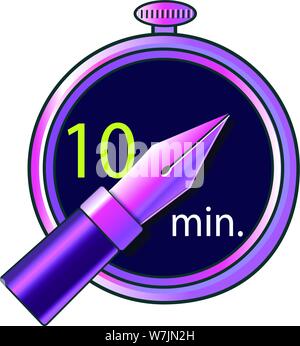 Vintage ink pen in front of a vintage stopwatch Stock Vector