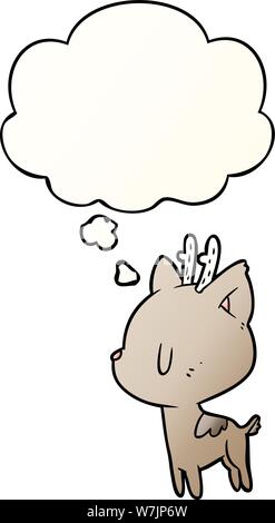 cartoon deer with thought bubble in smooth gradient style Stock Vector