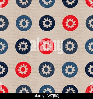 seamless vector polka dots textured pattern with floral shapes Stock Vector
