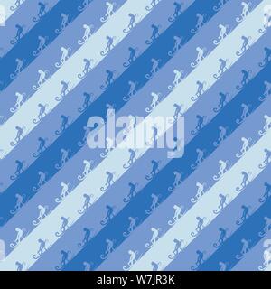 seamless vector diagonal stripes pattern with sledding people Stock Vector