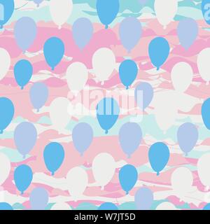seamless vector pattern with baloons on pink sky Stock Vector