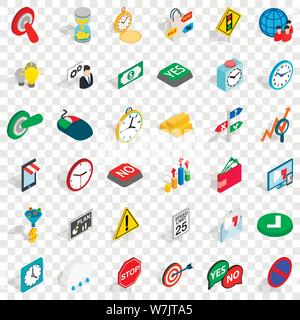 Indicator icons set, isometric style Stock Vector