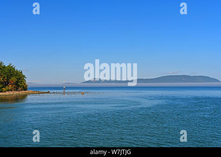 Morning fog on the Salish Sea near Anacortes, Washington, USA Stock Photo