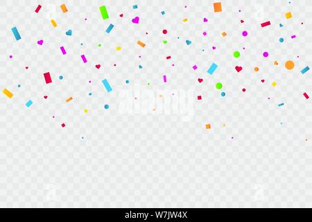Colorful Confetti On Transparent Background. Celebration Party. Vector Illustration. Stock Vector