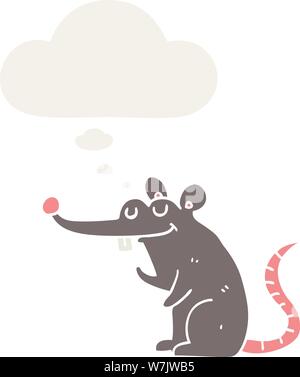 cartoon rat with thought bubble in retro style Stock Vector