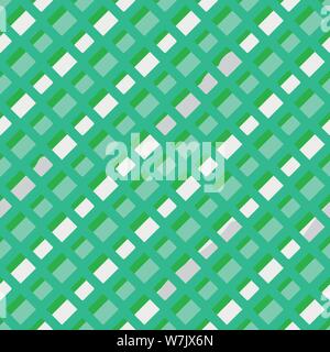 seamless vector geometric pattern with diagonal dashed lines in mint green and white Stock Vector