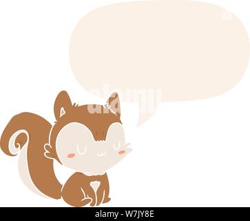 cartoon squirrel with speech bubble in retro style Stock Vector