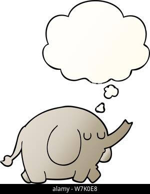 cartoon elephant with thought bubble in smooth gradient style Stock Vector