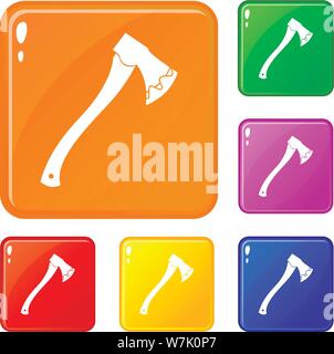 Axe In blood icons set vector color Stock Vector
