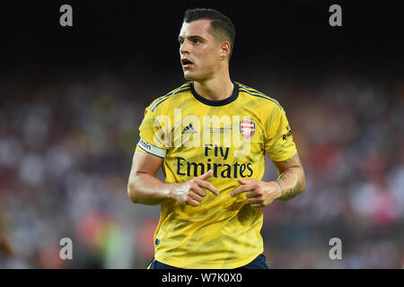 BARCELONA, 04-08-2019, FC Barcelona v Arsenal FC, of Joan Gamper Trophy. Camp Nou Stadium. Granit Xhaka of Arsenal FC Stock Photo