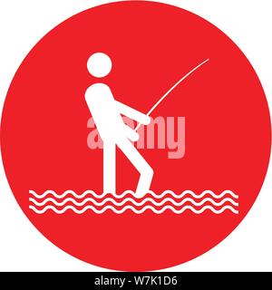 no fishing sign button color vector illustration Stock Vector