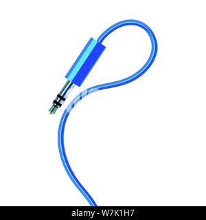 Blue headphone jack on an orange background, rendered graphically in vector format Stock Vector