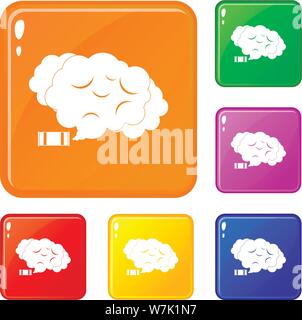 Tear gas icons set vector color Stock Vector