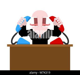 Angry Boss talking on phone. vector illustration Stock Vector