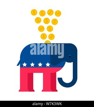 Elephant moneybox Republican party USA. Vector illustration Stock Vector