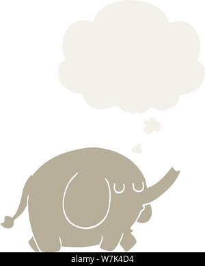 cartoon elephant with thought bubble in retro style Stock Vector