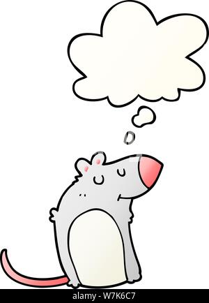 cartoon fat rat with thought bubble in smooth gradient style Stock Vector