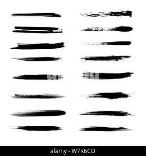 Set of different black grunge brushes isolated on white background Stock Vector