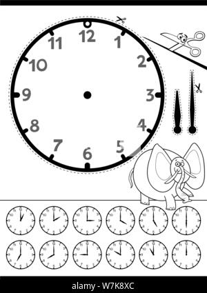 Cartoon Illustrations Of Clock Face Telling Time Educational Page For Children Stock Vector Image Art Alamy