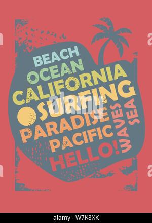 Surfing California summer beach typography design Stock Vector Image ...