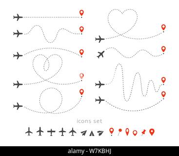 set of airport signs with logo and direction which is often used around ...