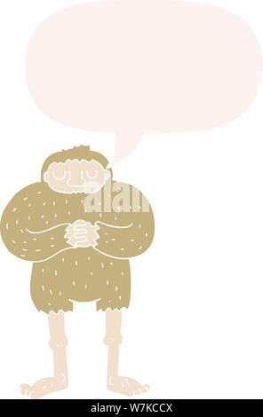 cartoon bigfoot with speech bubble in retro style Stock Vector