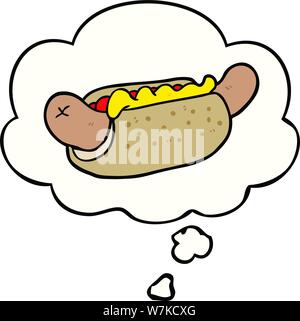 cartoon hot dog with thought bubble Stock Vector