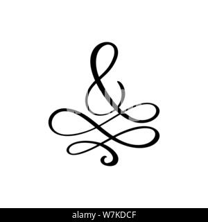 Vector Hand Drawn calligraphic floral number 8 monogram or logo. Hand Lettering numeral Eight with swirls and curl. Wedding Floral Design Stock Vector