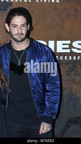 Brazilian soccer player Alexandre Pato of Tianjin Quanjian F.C. attends the ceremony event GO WITH THE FLAW of Diesel in Beijing, China, 6 September 2 Stock Photo