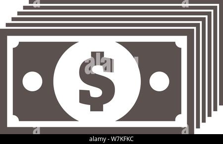 stack of dollar bills, simple black and white banknote icon vector illustration Stock Vector