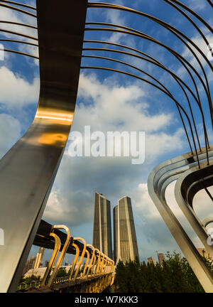 View of the Nanjing International Youth Cultural Centre, also known as the Youth Olympic Center, designed by Iraqi-British architect Zaha Hadid in Nan Stock Photo