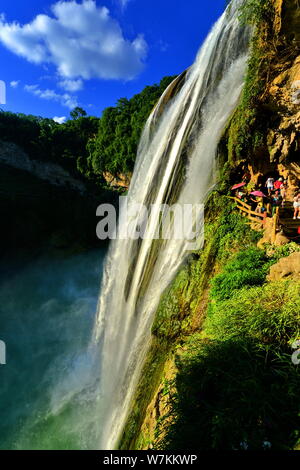 --FILE--View of the Huangguoshu Waterfall scenic spot in Anshun city, southwest China's Guizhou province, 25 July 2017. Stock Photo