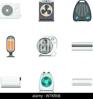 Ventilator icon set. Flat set of 9 ventilator vector icons for web design isolated on white background Stock Vector