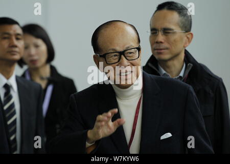 --FILE--Li Ka-shing, Chairman of CK Hutchison Holdings Limited, attends the 2017 Chief Executive Election in Hong Kong, China, 26 March 2016.   Billio Stock Photo