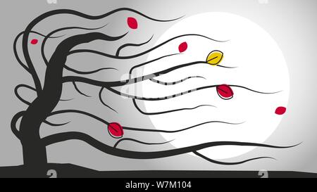 Autumn Forest With Falling Leaves. Nature. Autumn Landscape. Vector Illustration Stock Vector