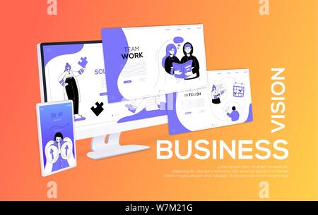 Business vision - flat design style colorful web banner Stock Vector