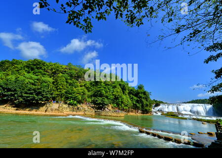 --FILE--View of the Huangguoshu Waterfall scenic spot in Anshun city, southwest China's Guizhou province, 25 July 2017. Stock Photo