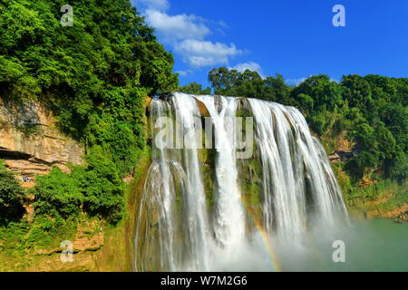 --FILE--View of the Huangguoshu Waterfall scenic spot in Anshun city, southwest China's Guizhou province, 25 July 2017. Stock Photo