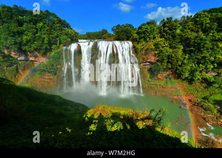 --FILE--View of the Huangguoshu Waterfall scenic spot in Anshun city, southwest China's Guizhou province, 25 July 2017. Stock Photo