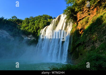 --FILE--View of the Huangguoshu Waterfall scenic spot in Anshun city, southwest China's Guizhou province, 25 July 2017. Stock Photo