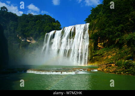 --FILE--View of the Huangguoshu Waterfall scenic spot in Anshun city, southwest China's Guizhou province, 25 July 2017. Stock Photo