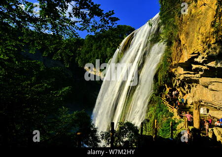 --FILE--View of the Huangguoshu Waterfall scenic spot in Anshun city, southwest China's Guizhou province, 25 July 2017. Stock Photo