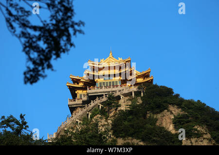 View of the Laojun Mountain, once the retreat of Lao-Tzu, also called Laozi or Lao-Tze, an ancient Chinese philosopher and the founder of Taoism, at t Stock Photo