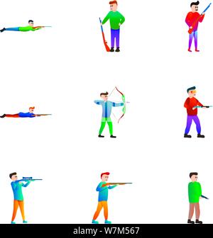 Shooting icon set. Cartoon set of 9 shooting vector icons for web design isolated on white background Stock Vector