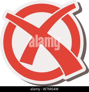 round red checkbox with checkmark cross, badge or sticker vector illustration Stock Vector
